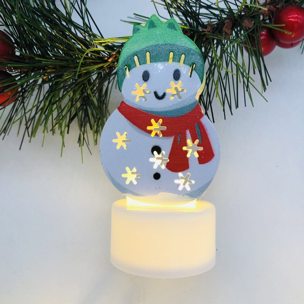 Electronic LED Christmas Candle Lamps - Set of 10 – Adorable Santa, Snowman & Tree Night Lights for Festive Home, Party, & Garden Décor