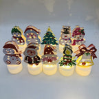 Electronic LED Christmas Candle Lamps - Set of 10 – Adorable Santa, Snowman & Tree Night Lights for Festive Home, Party, & Garden Décor