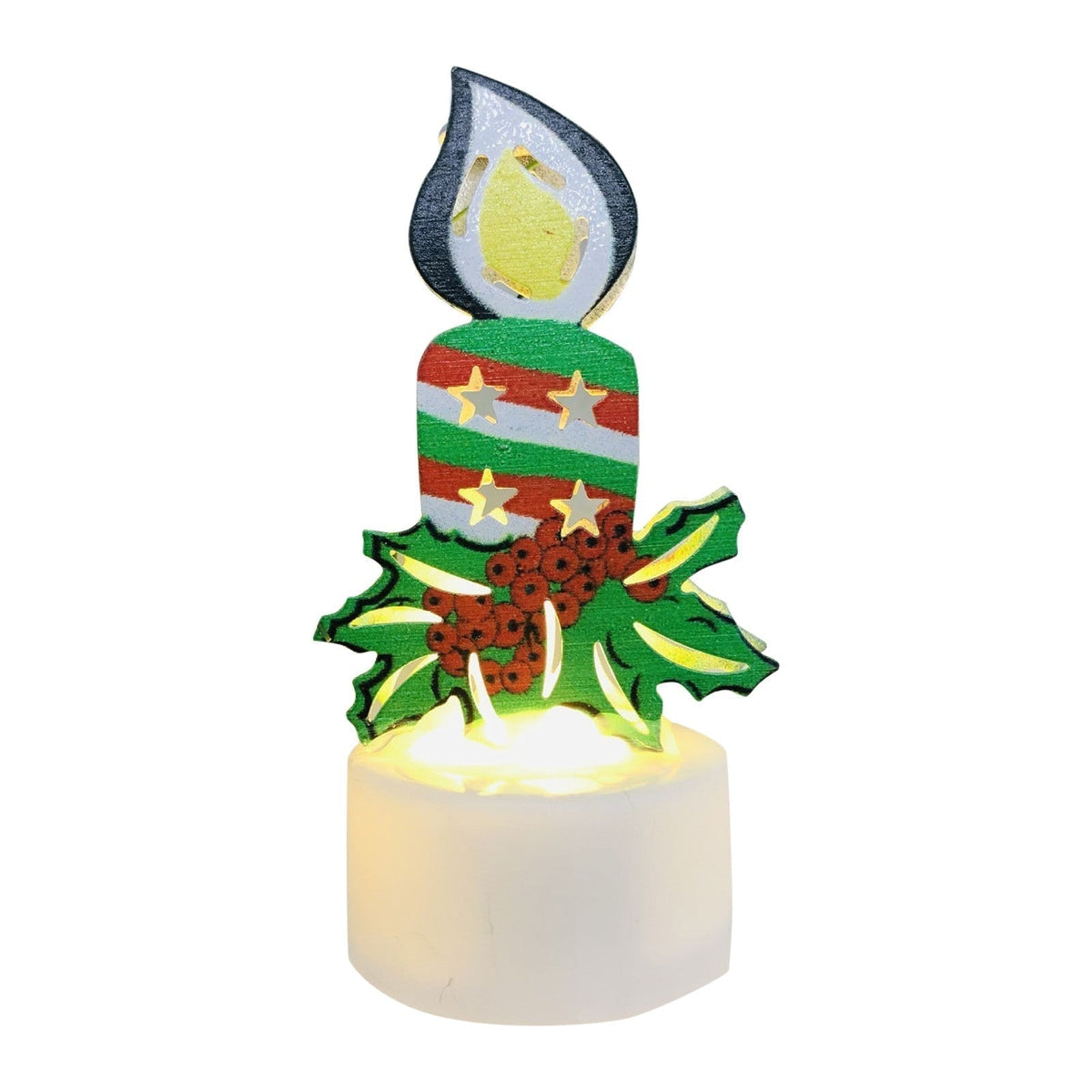 Electronic LED Christmas Candle Lamps - Set of 10 – Adorable Santa, Snowman & Tree Night Lights for Festive Home, Party, & Garden Décor