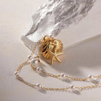 Elegant Dainty Spaced Pearl Seashell Necklace