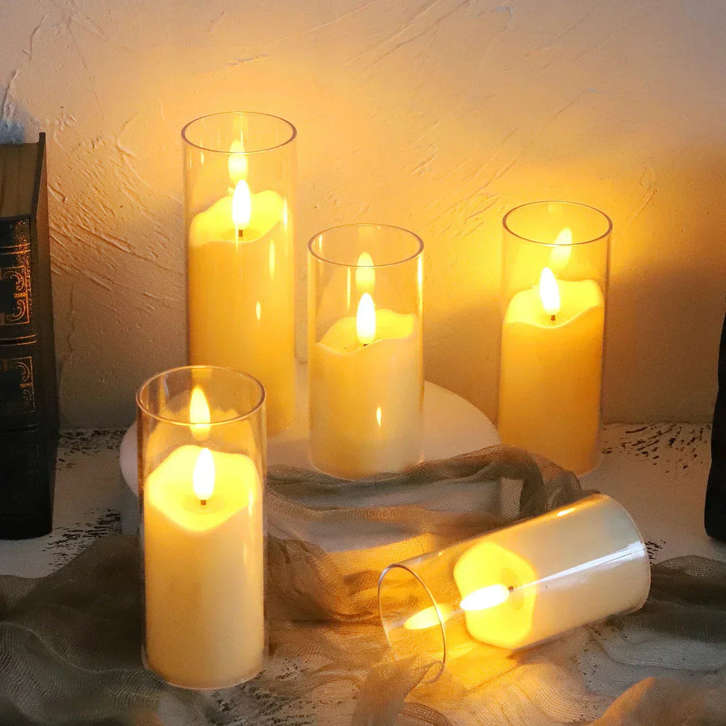 LED Candles with Glass Holders for Home Decor