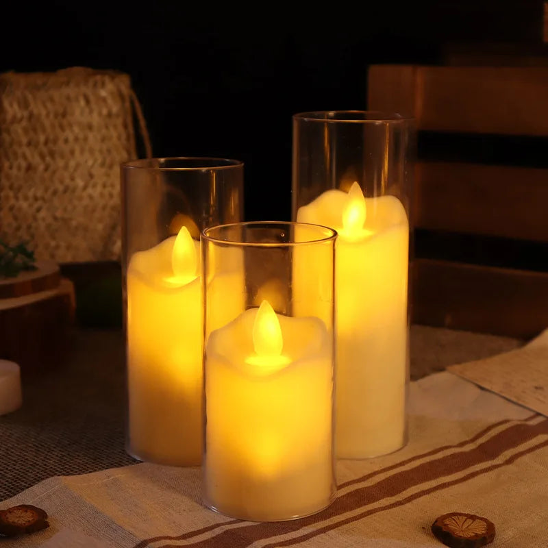 LED Candles with Glass Holders for Home Decor
