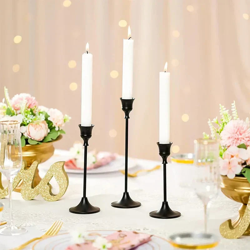Candle Holders Gold Metal Set for Table Decor
