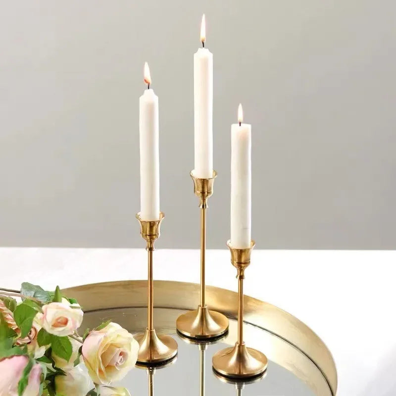 Candle Holders Gold Metal Set for Table Decor