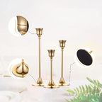 Candle Holders Gold Metal Set for Table Decor