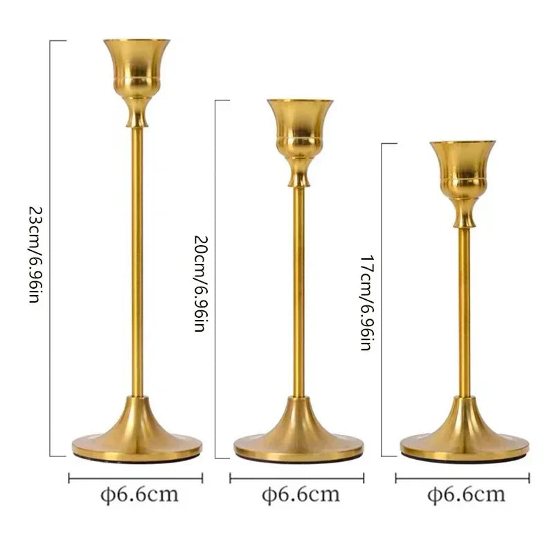 Candle Holders Gold Metal Set for Table Decor