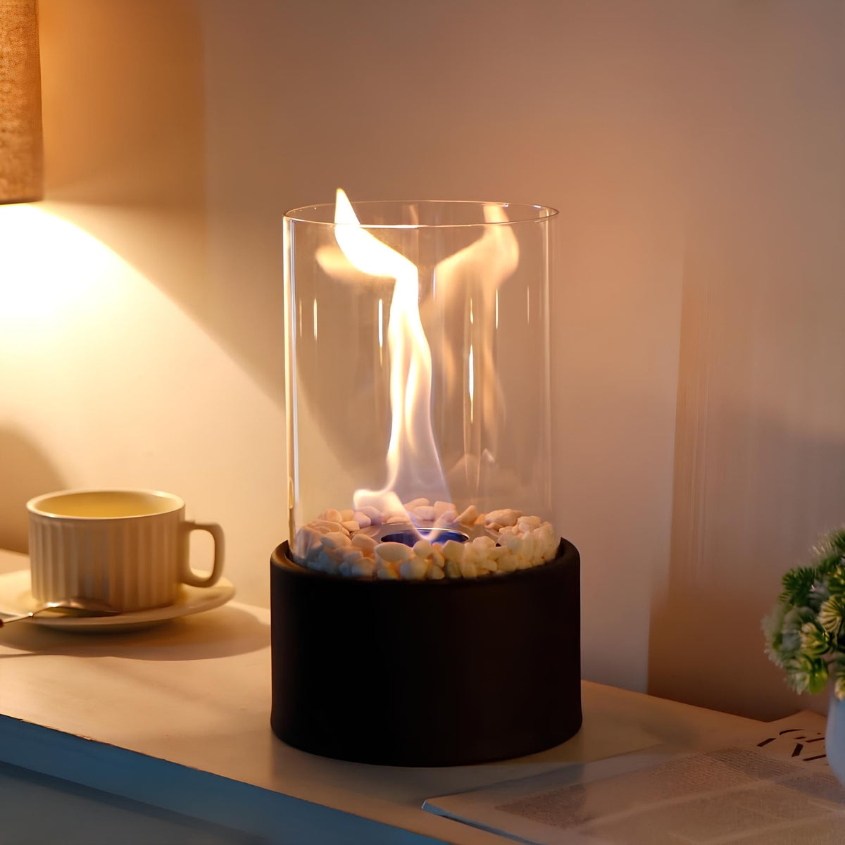 Glass Oil Lamp Decorative Tabletop Fireplace