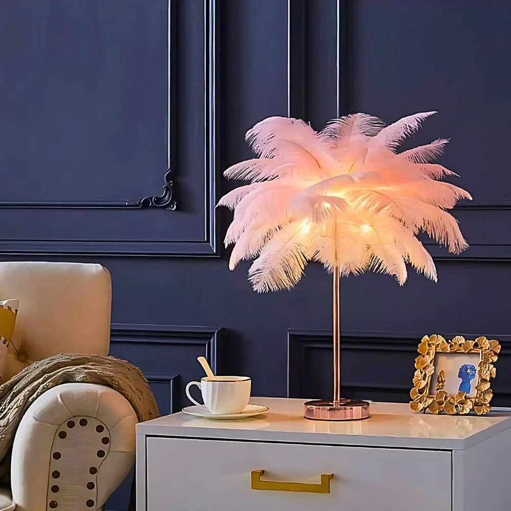 Feather Shade Modern Table Lamp