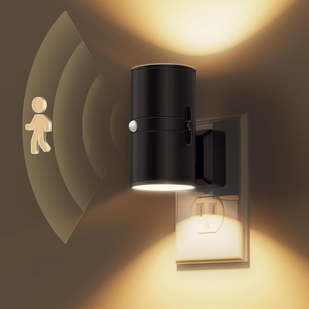 Plug-In LED Wall Light with Motion Sensor and Automatic or Continuous Mode