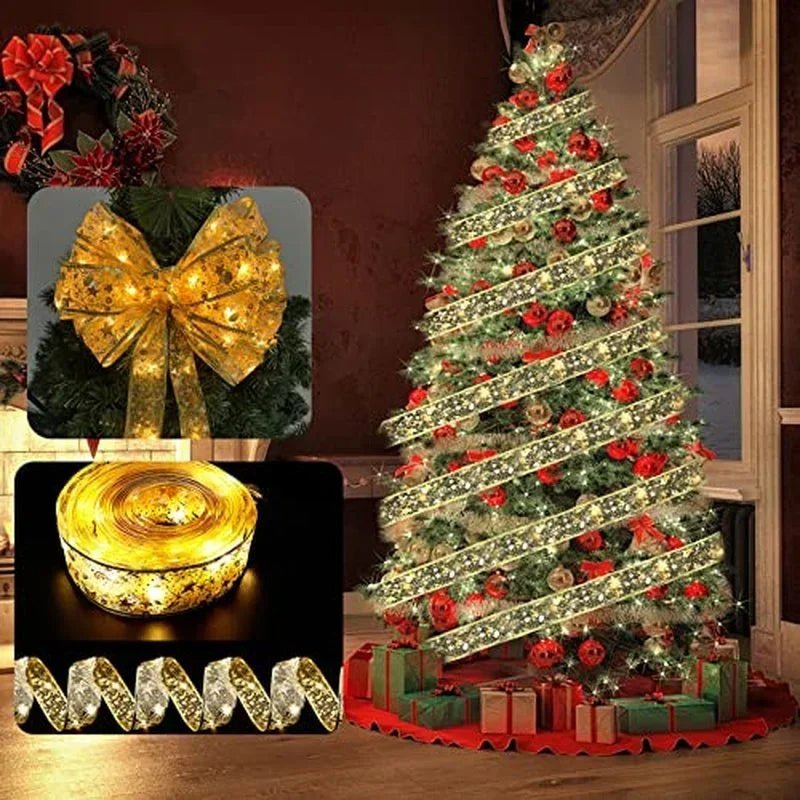 Enchanting Ribbon Fairy Lights – Christmas Tree Ornaments & Home Décor for a Magical New Year’s Celebration!