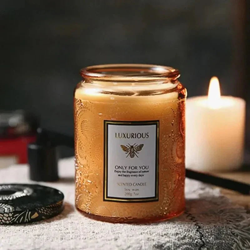 Scented candle glass with essential oils