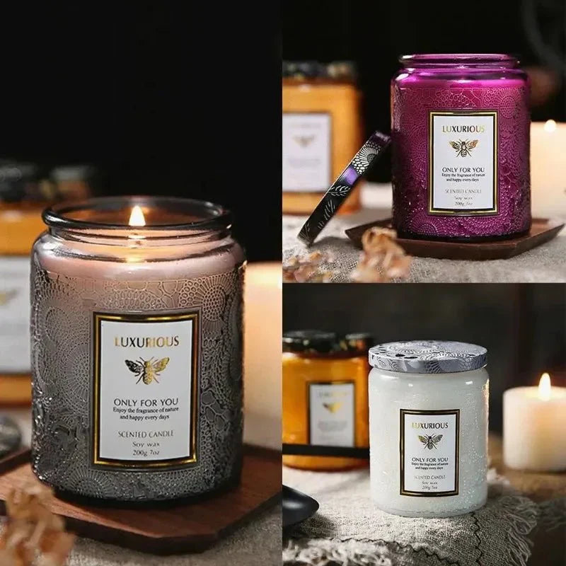 Scented candle glass with essential oils