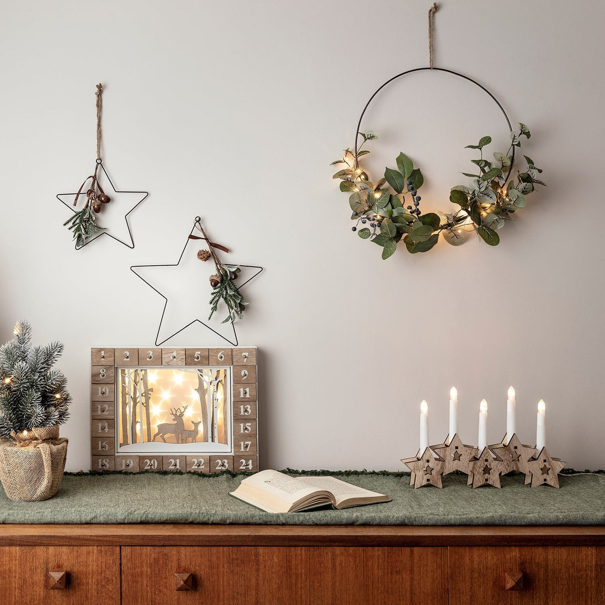 Christmas Wreath Eucalyptus LED Lights