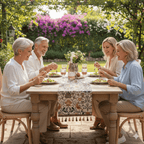 EVERBLOOM LINENS – Elegant Table Runner with Floral & Bird Jacquard Design