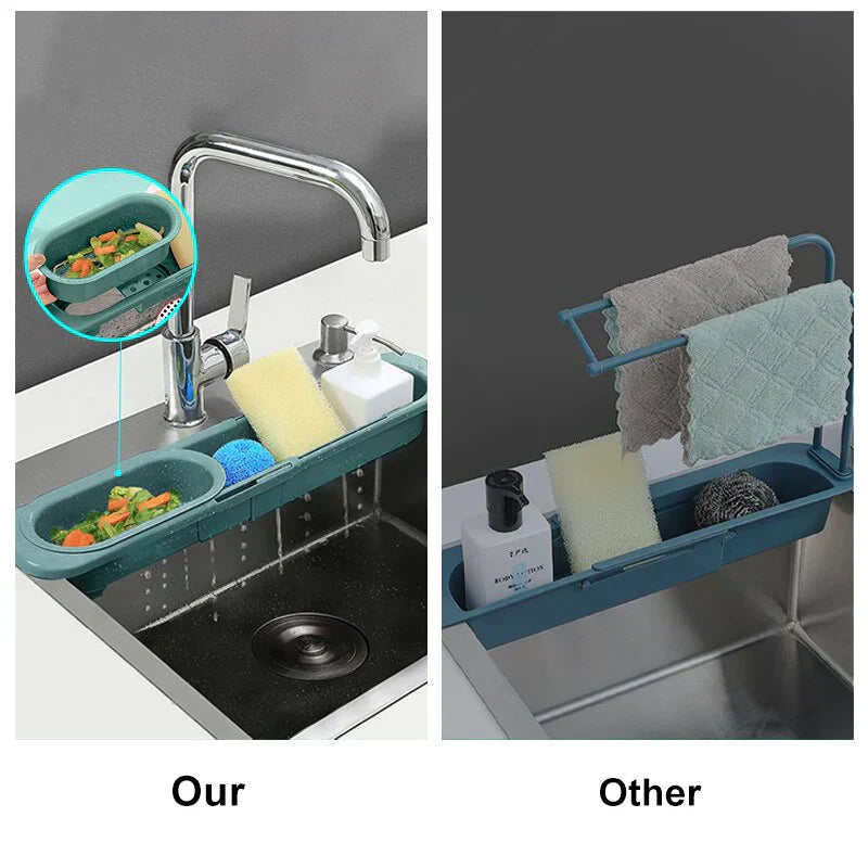 Orgnivo Adjustable Sink Organizer | Telescopic Function | For Sponges & Cloths | Ventilated & Hygienic