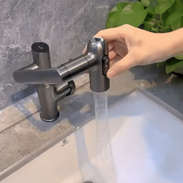 FLOWAXIS – 360° Swiveling Kitchen Faucet with Adjustable Height & Temperature Display