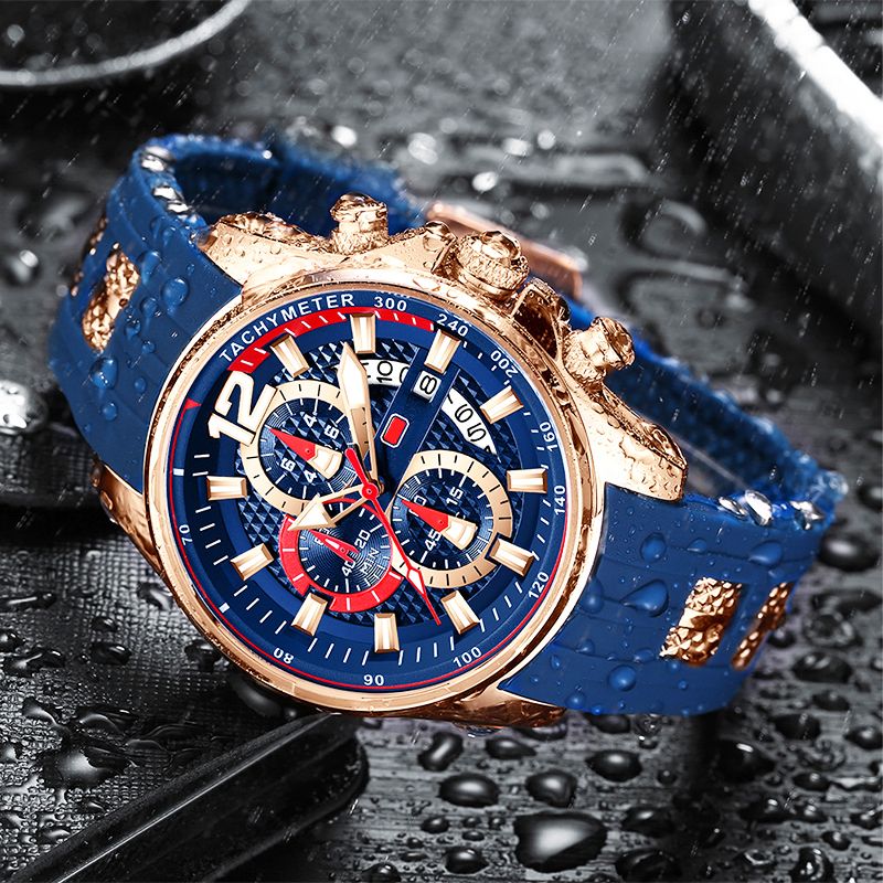 Waterproof motorsport watch for men with luminous