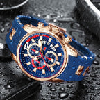Waterproof motorsport watch for men with luminous
