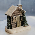 Log Cabin Snowy Winter Incense Cone Burner