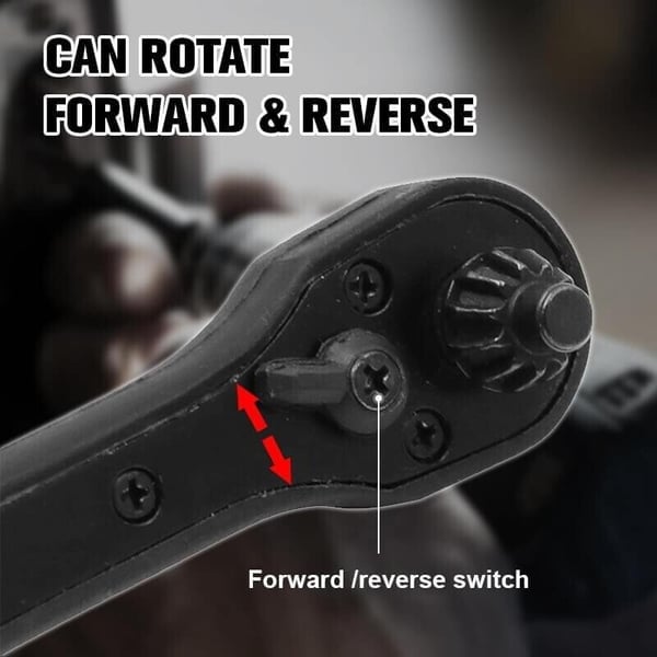 2-in-1 Chuck Ratchet – Ratchet Wrench made of Steel with Non-slip Handle