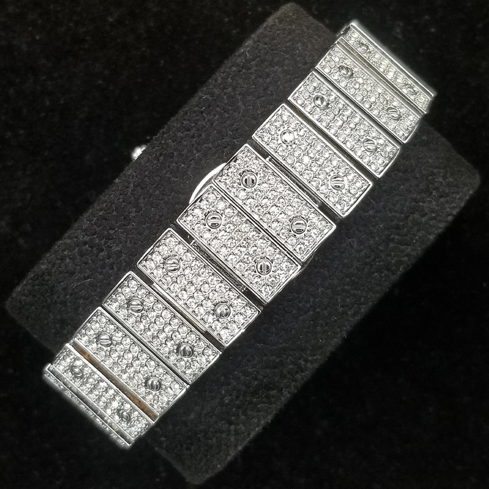 MISSFOX Ice Out Square Watch for Men