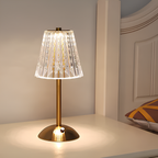 Crystal table lamp with warm light and built-in battery