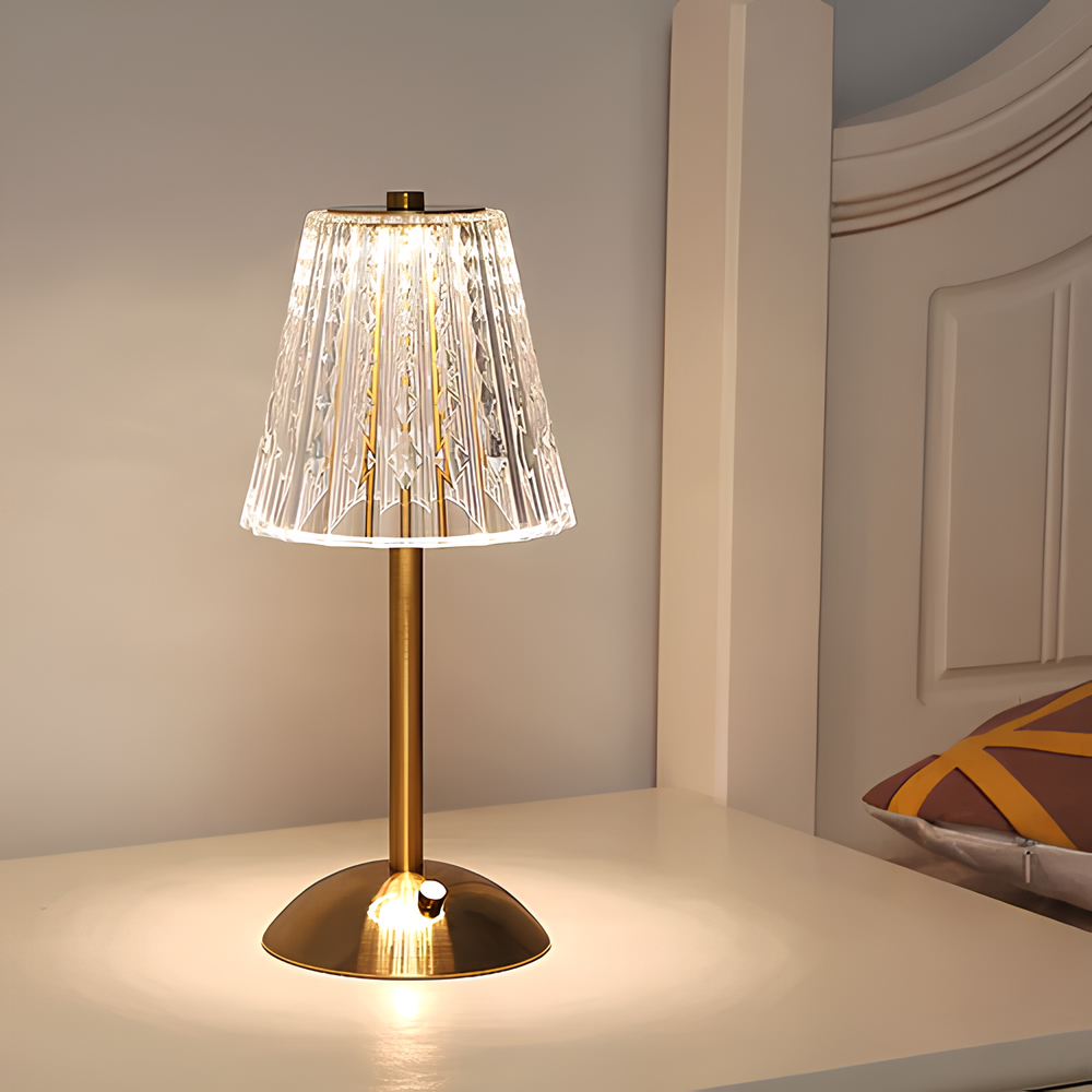 Crystal table lamp with warm light and built-in battery