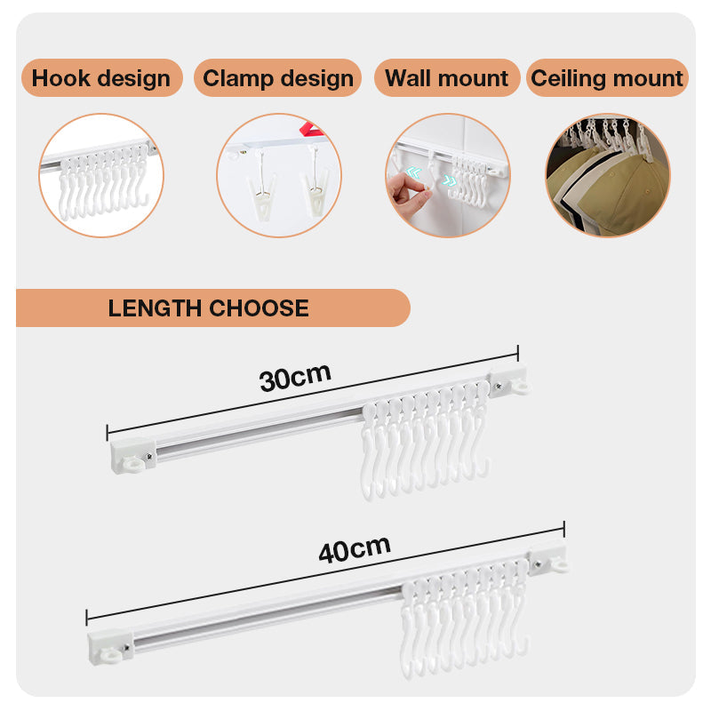 Sliding hooks that can be pushed without drilling