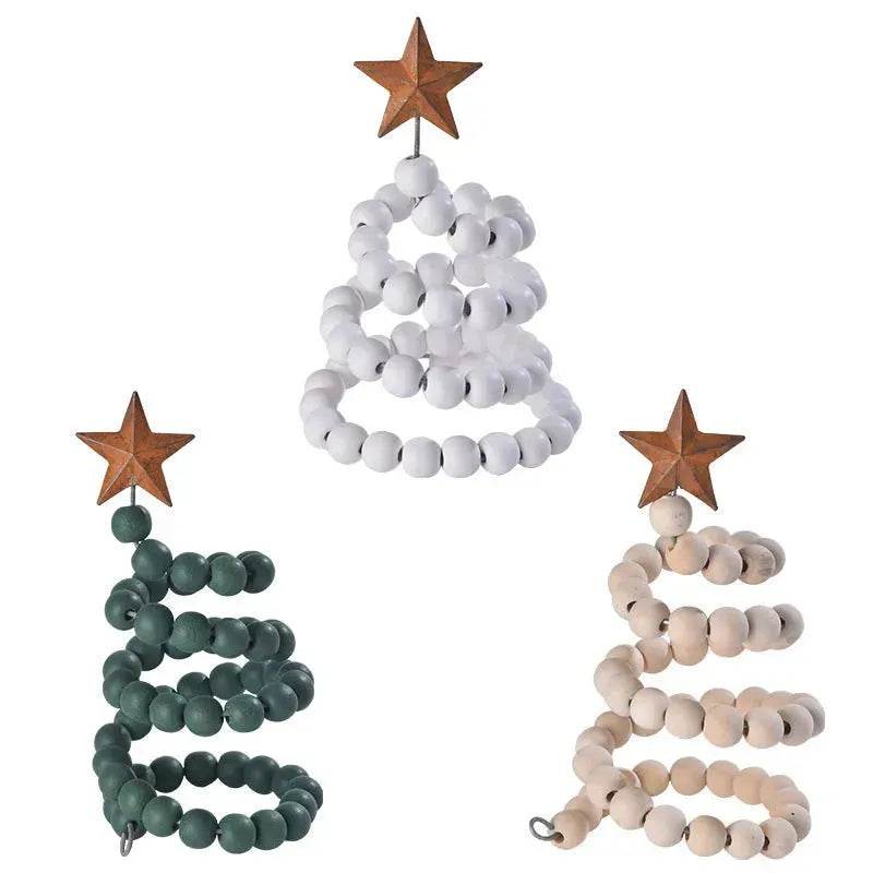 Creative Wooden DIY Twine Wooden Bead Christmas Tree decorations Ornaments