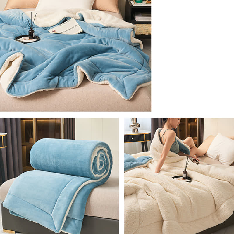 Solid thick double-sided velvet cube blanket
