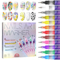 12 Colors Nail Art Pens — Acrylic Nail Design Set with Fine Tip