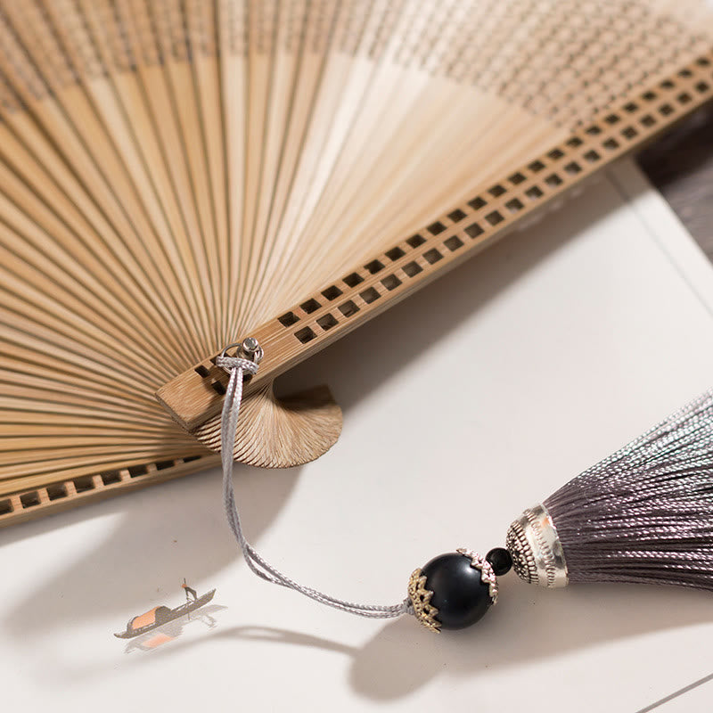 Hand fan made of bamboo silk