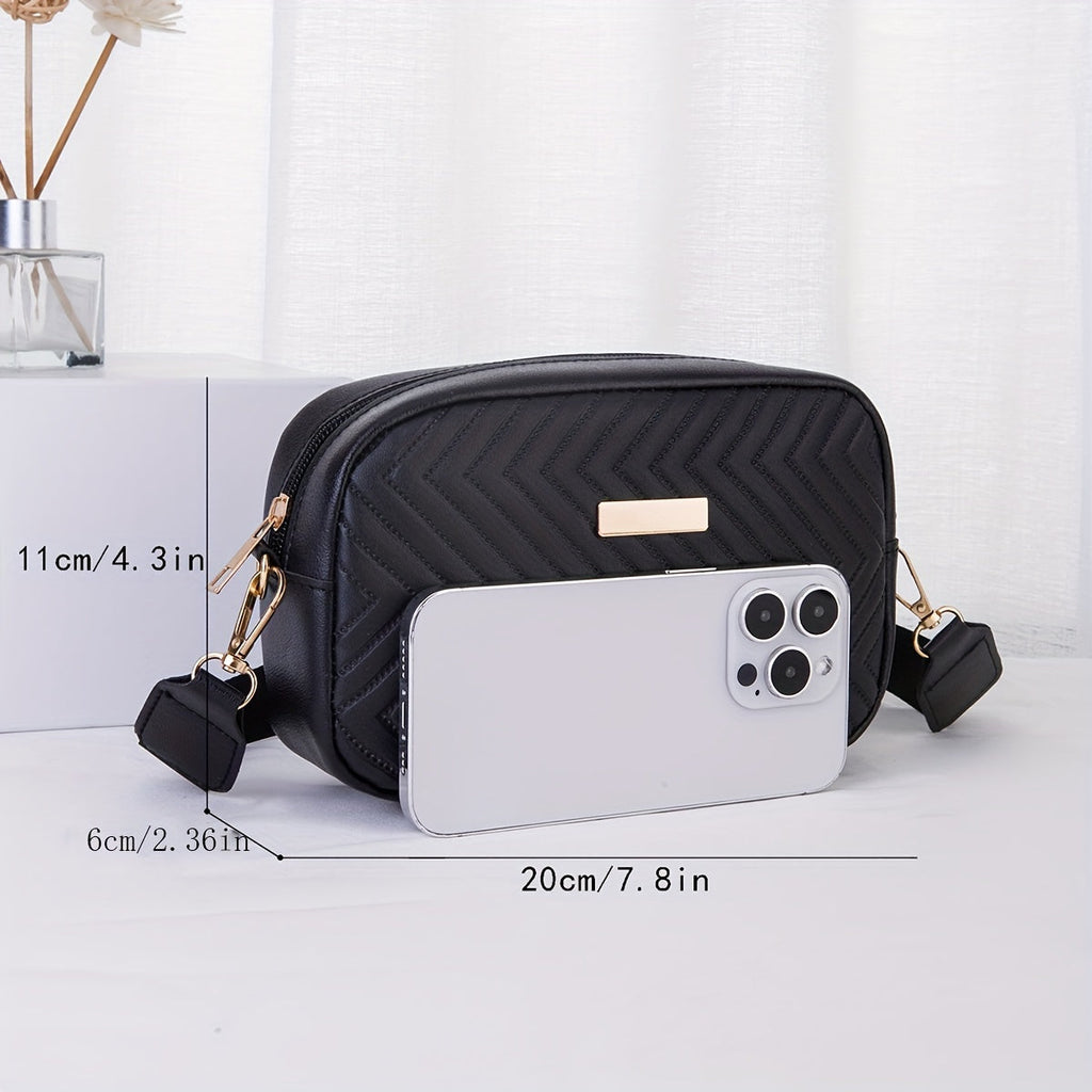 NoirGlitz Padded PU Messenger Bag – Black Elegant Shoulder Bag with Sequins and Removable Strap