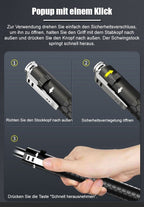 Automatically extendable steel striking stick