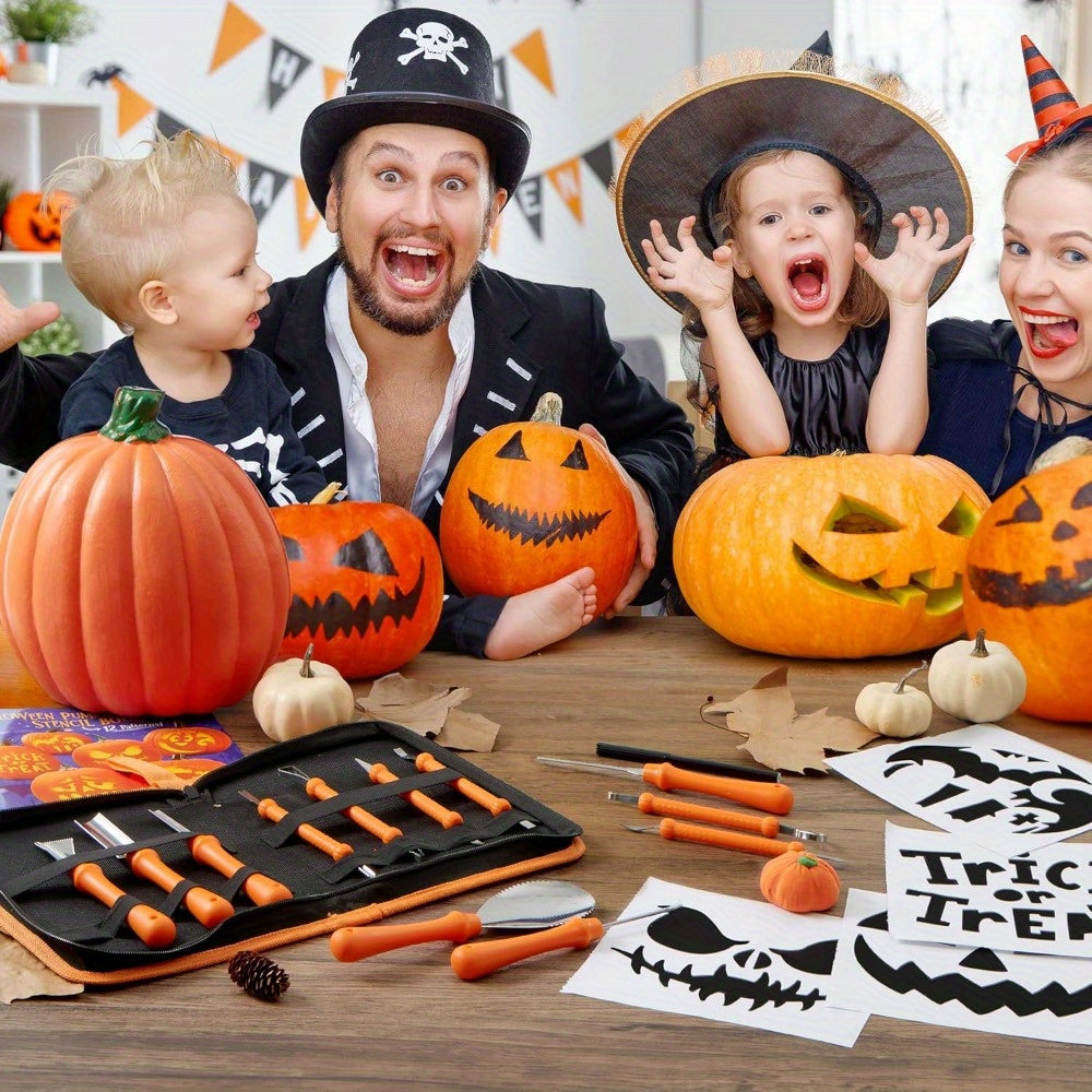 Halloween Pumpkin Carving Kit with Stencils | Easy Carved Pumpkins Reusable Tools
