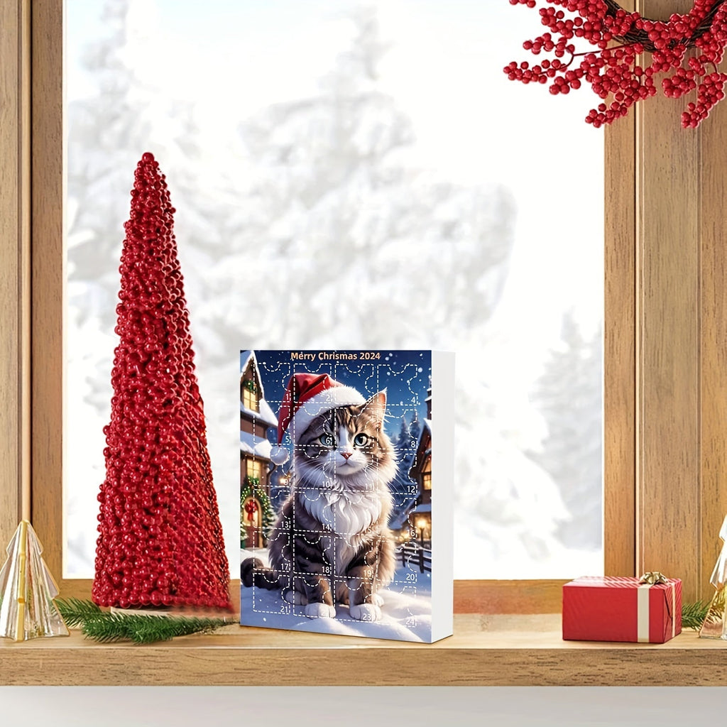 Vintage Cats Advent Calendar – 24-piece Christmas Calendar with Acrylic Hang Tags