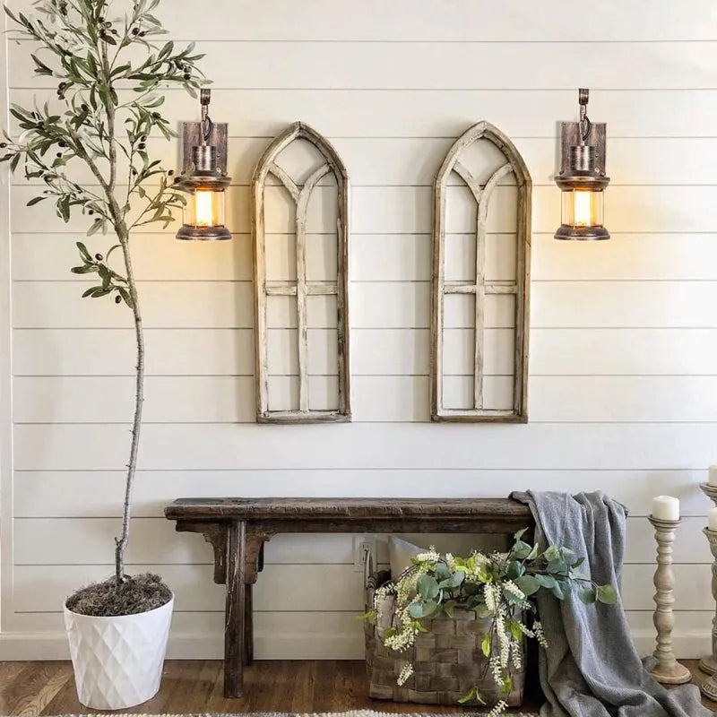 Wall Light with Vintage Glass Shade Design