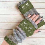 Cat Knit Fingerless Gloves