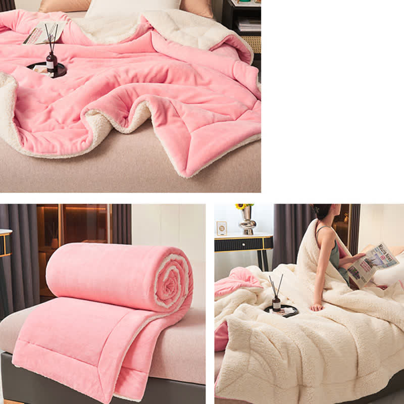 Solid thick double-sided velvet cube blanket