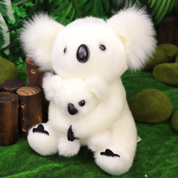 Plush Koala Mother and Child-White