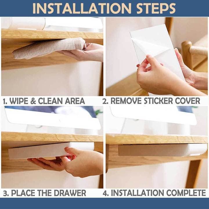 Storage drawer under the table without perforation
