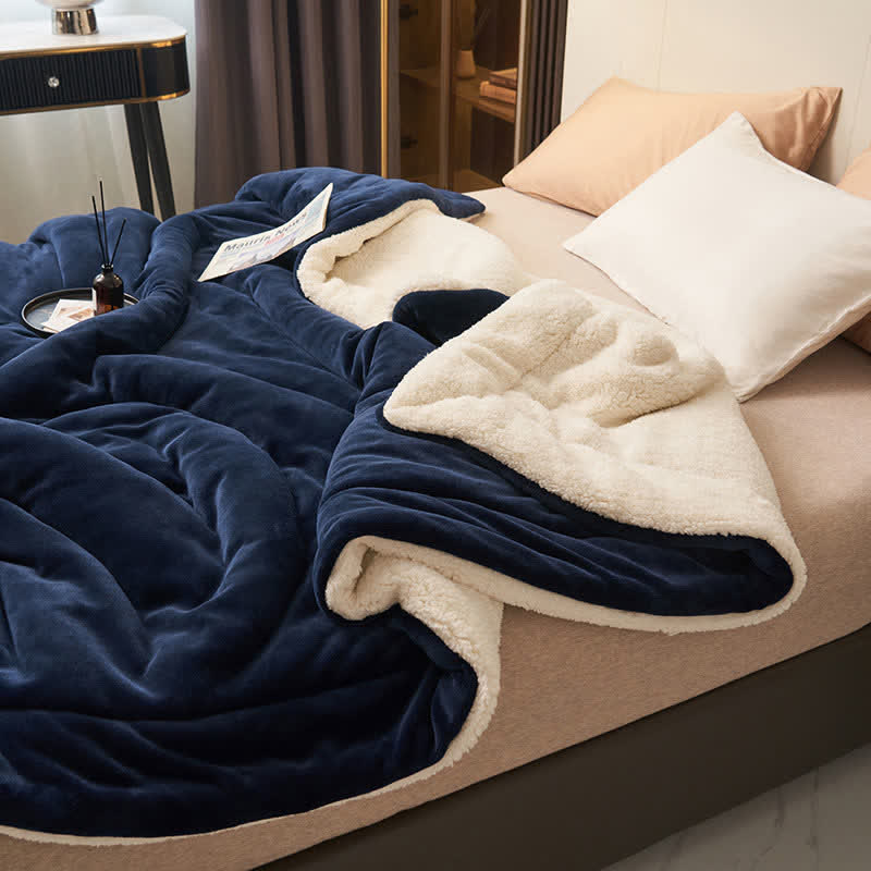 Solid thick double-sided velvet cube blanket
