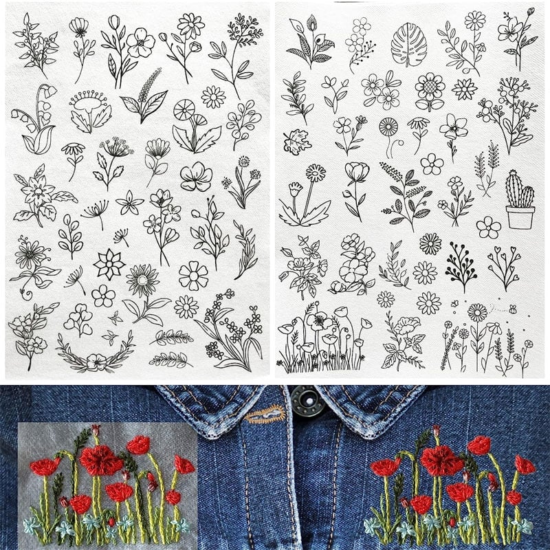 Stick flower pattern — Water-soluble designs for crafts