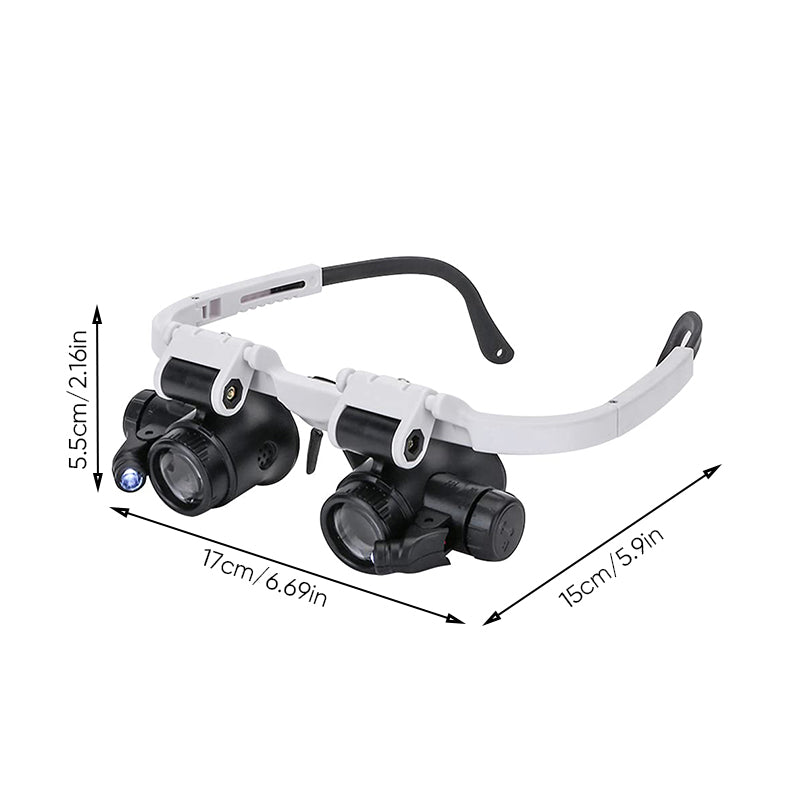 Magnifying glasses with LED lamps for double eyes