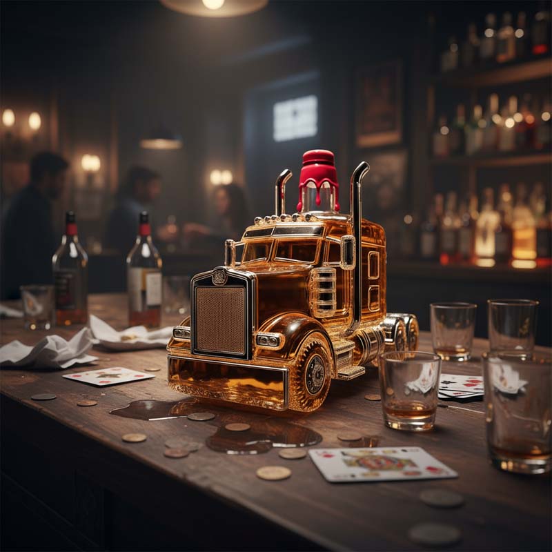 Truck Shape Glass Whiskey Bottle