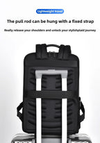 Elegant leather rucksack for men/women with USB port for laptop and everyday use, 15.6 inch, black
