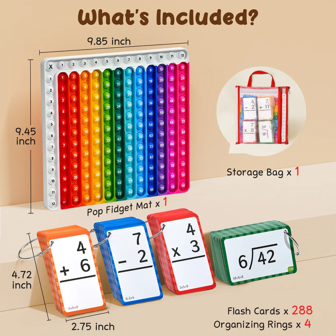 Mathematics Flashcards and Pop Fidget Chart