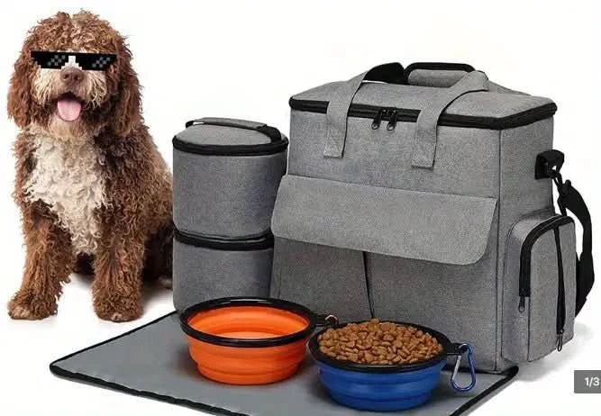 Backpack for dog owners with compartments & collapsible bowls
