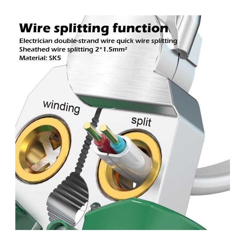 8-in-1 Wire Stripping Tool with Built-In Voltage Detector – Cut, Twist, Test, and Strip in One