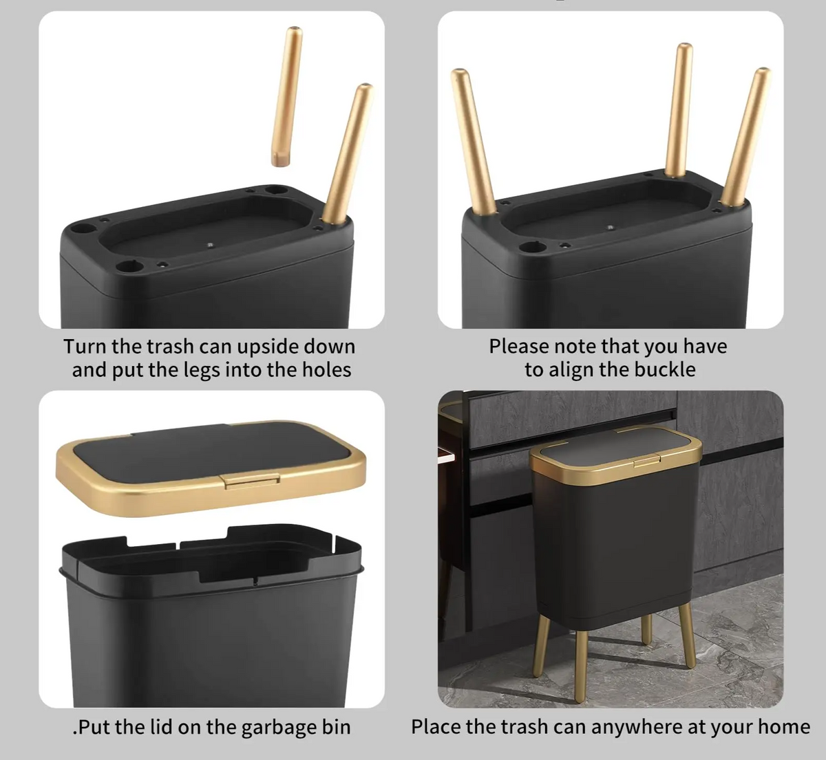 GoldenSlim Modern Trash Can with Lid